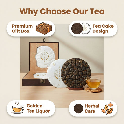 Kuding Herbal Tea Cake – Premium Wooden Gift Box | Pure Herbal Tea